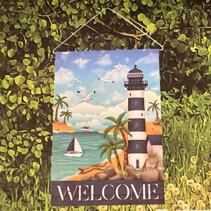Nautical Welcome Garden Flag with Lighthouse Design